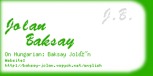 jolan baksay business card